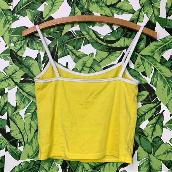 🌼 Cropped Tank Top Women's Size XS/S Yellow Retro Flower Power Style - Picture 5 of 6